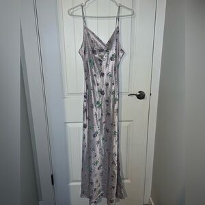 Purple satin floral gown